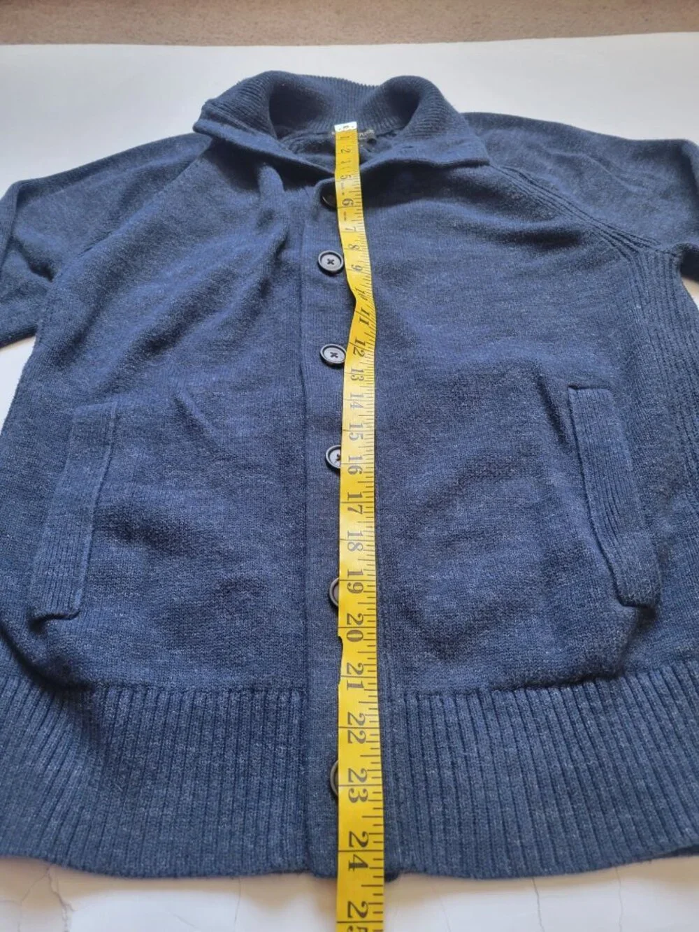 Banana Republic blue organic cotton cardigan full button-up front side pockets